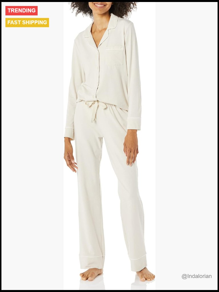 Long Sleeve Cotton Modal Pajama Set, Loungewear With Full-Length Bottom
